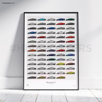 Image 1 of McLaren F1 Roadcar Poster - Every McLaren F1 Chassis!