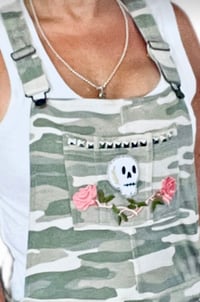 Image 3 of Camo Overalls Skulls & Roses