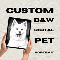 Custom Black & White Digital Pet Portrait
