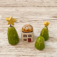 Image 3 of Handmade Ceramic Tiny House with Trees Set (8)