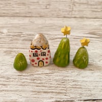 Image 2 of Handmade Ceramic Tiny House with Trees Set (9)