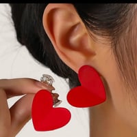 Image 1 of Red Heart Shaped Earrings 