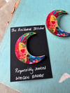 Moon Wooden Pin Badge