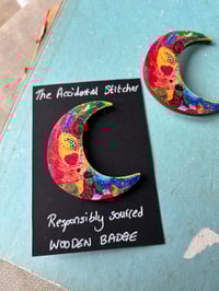 Image 1 of Moon Wooden Pin Badge