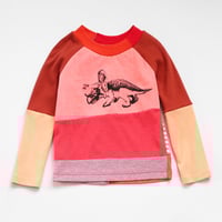 triceratops orange baseball raglan longsleeve 5T courtneycourtney tee shirt all gender top patchwork