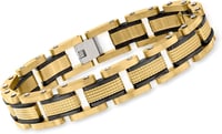 Image 1 of Ross-Simons Men's 18kt Gold-Plated Stainless Steel Link Bracelet. 8.5 inches