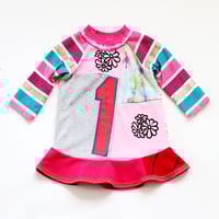 pink red flowers 12m 1st 1 one first birthday bday longsleeved dress courtneycourtney