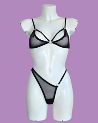 Image 1 of The SANIA lingerie set in black power mesh