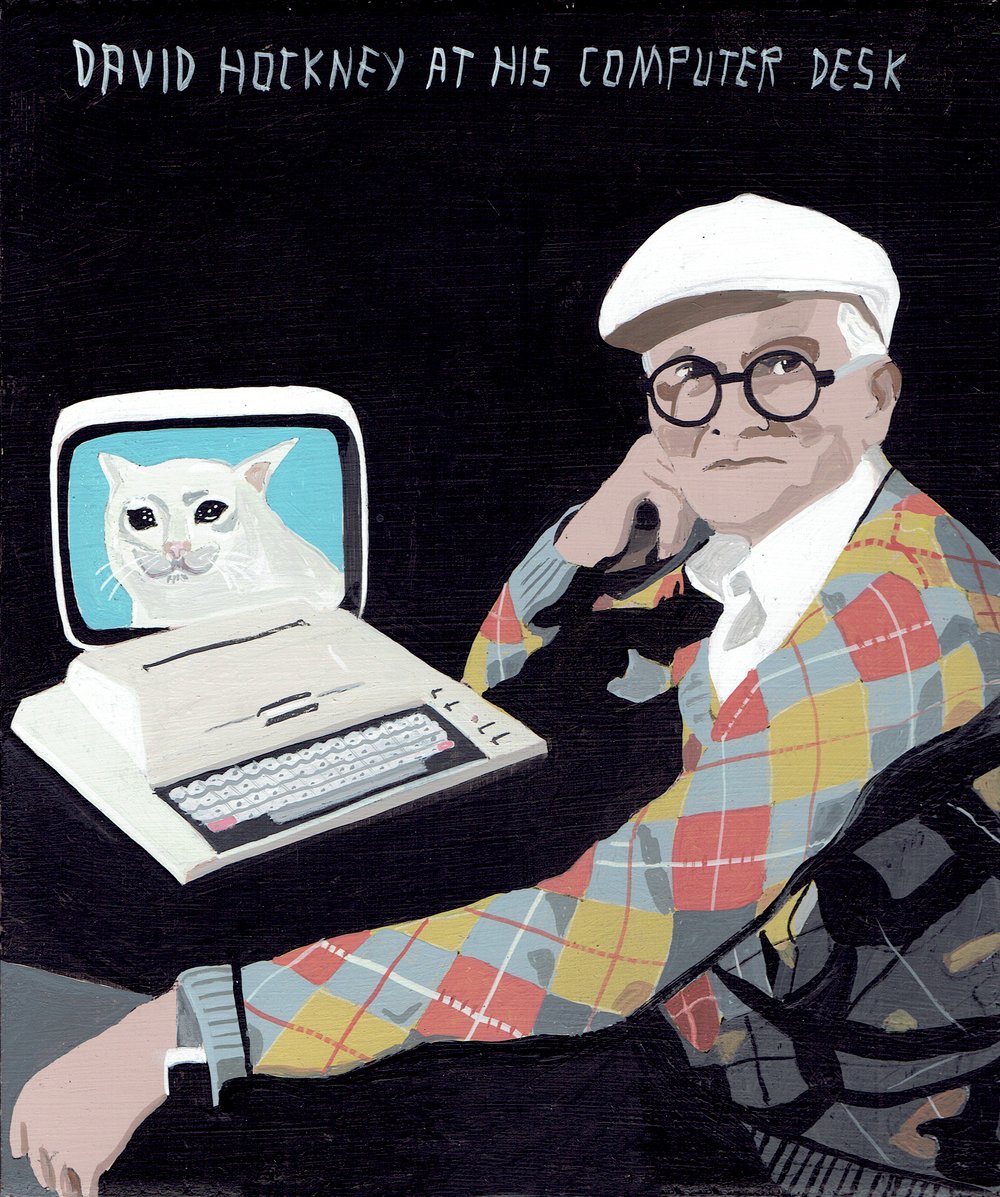 Image of DAVID HOCKNEY AT HIS DESK