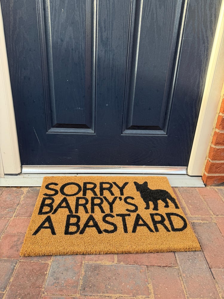 Image of Dog name is a bastard  personalised dog breed coir door mat. Naughty dog / New home / House decor...