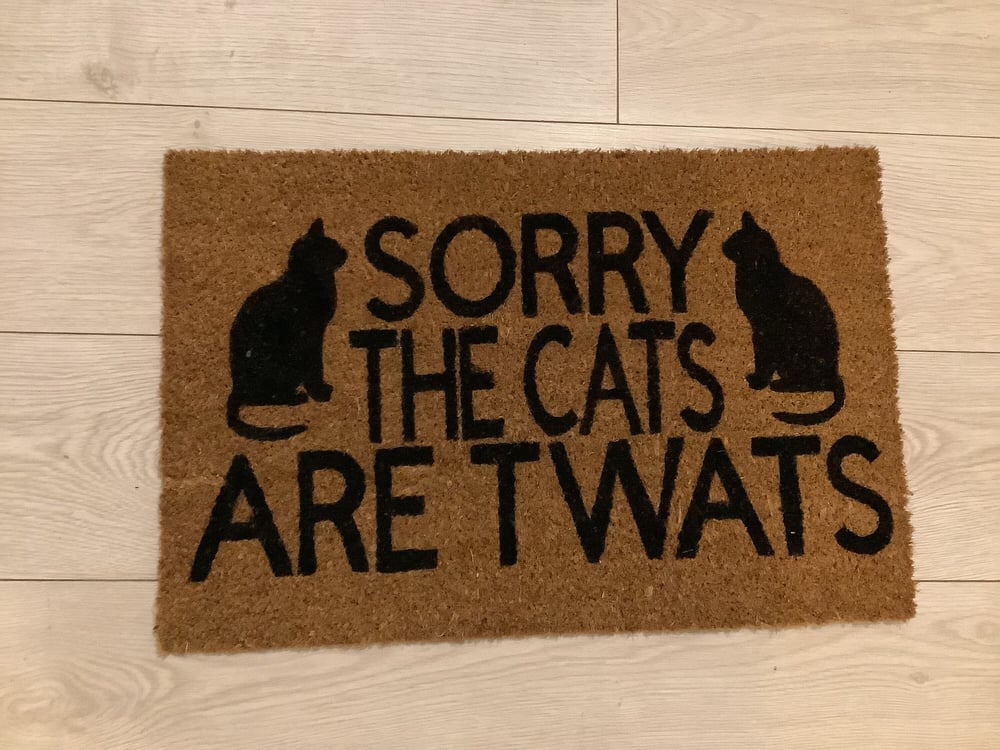 Image of Cats are twats personalised cat coir door mat / Naughty cat / New home / House decor / House warm...