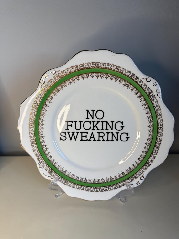 Image of No fucking swearing- Funny Vintage decorative Plates with Swear Words Unique Plates, Sassy Kitche...