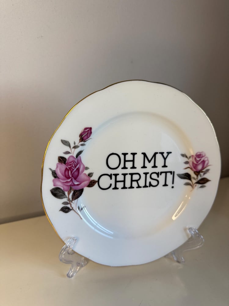 Image of Oh my Christ- Funny Vintage decorative Plates with Swear Words Unique Plates, Sassy Kitchen Decor...