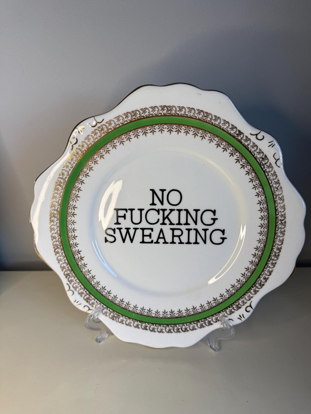 Image of No fucking swearing- Funny Vintage decorative Plates with Swear Words Unique Plates, Sassy Kitche...