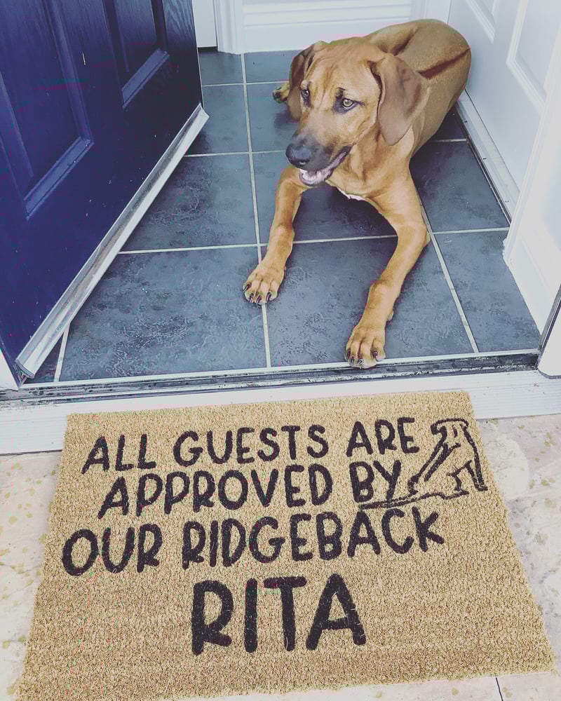 Image of All dogs are approved by our Ridgeback/  Ridgeback name dog door mat other breeds available. / do...