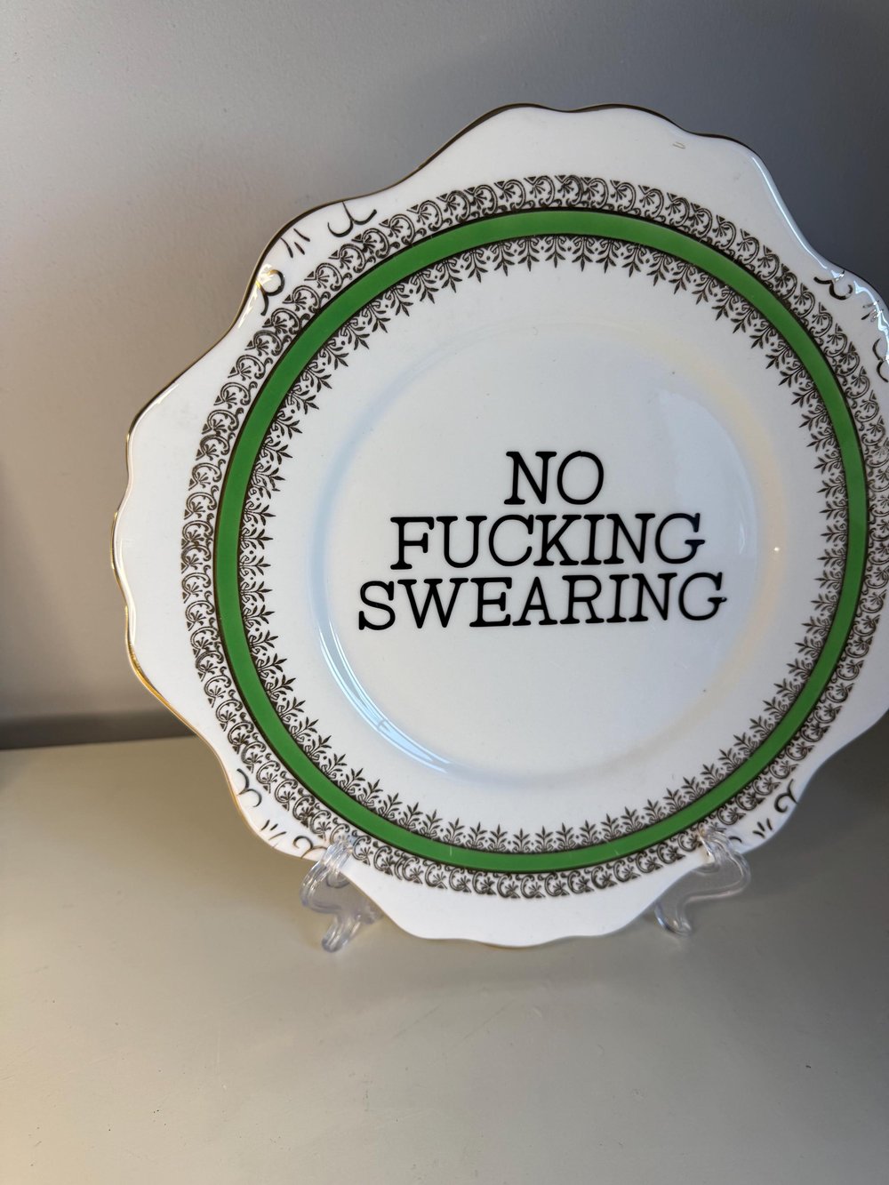Image of No fucking swearing- Funny Vintage decorative Plates with Swear Words Unique Plates, Sassy Kitche...