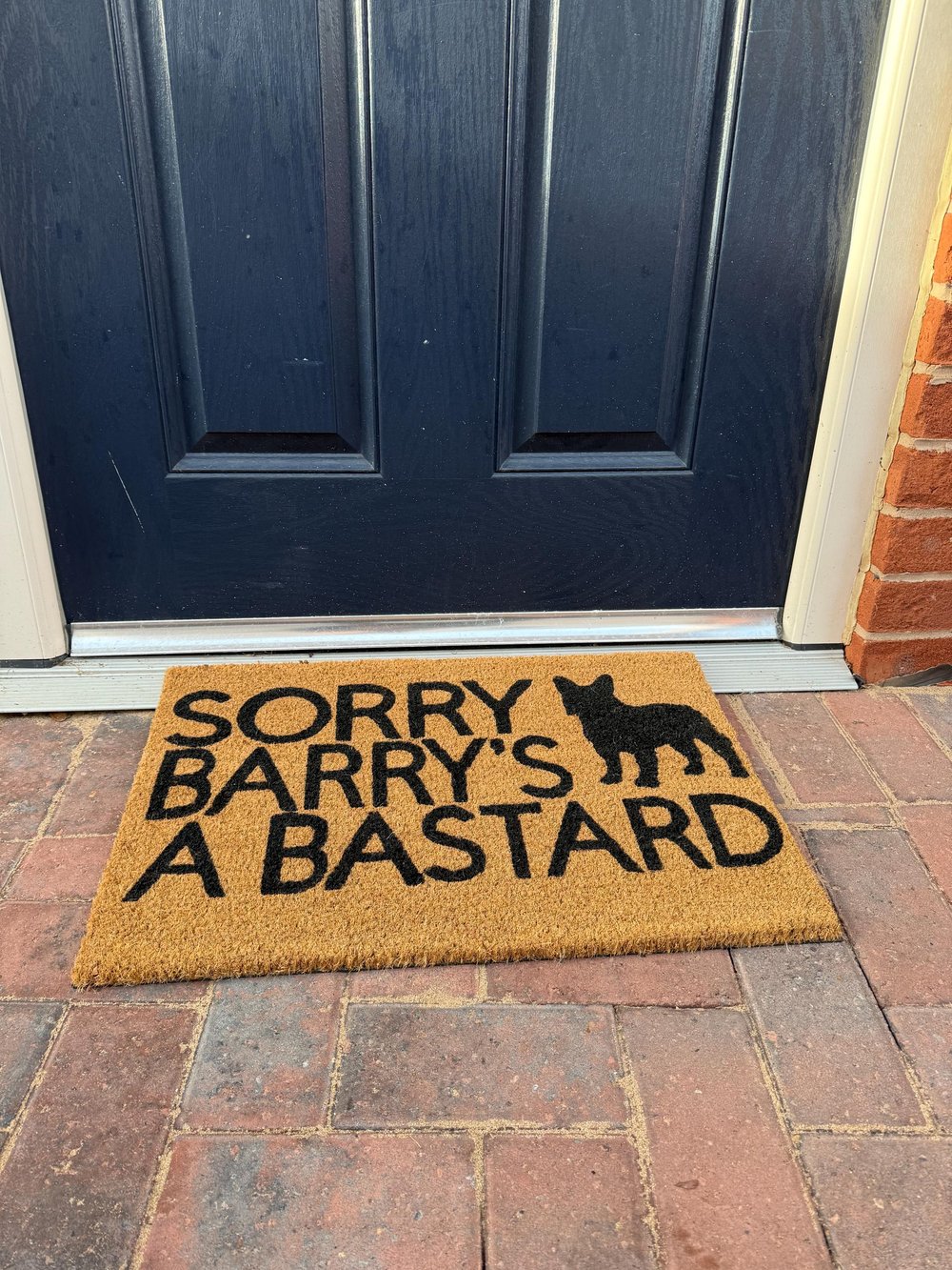 Image of Dog name is a bastard  personalised dog breed coir door mat. Naughty dog / New home / House decor...