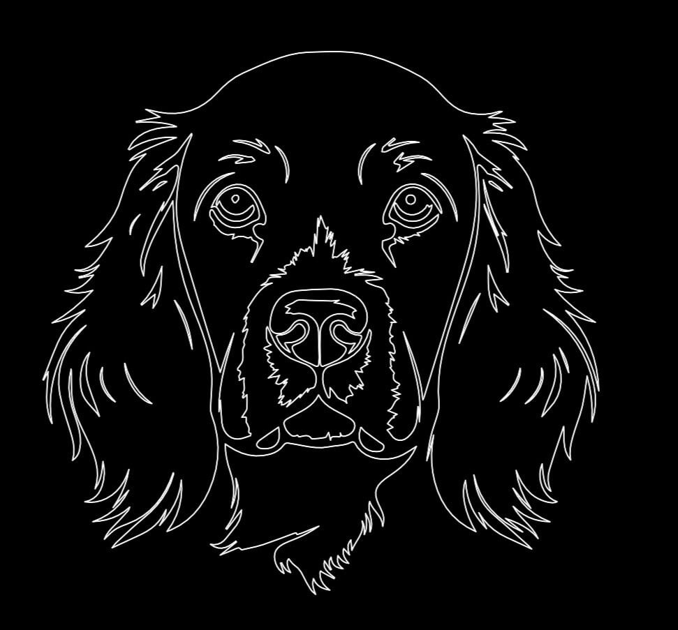 Image of Dog face design hand painted coir door mat. The wording can be changed to anything you would like...