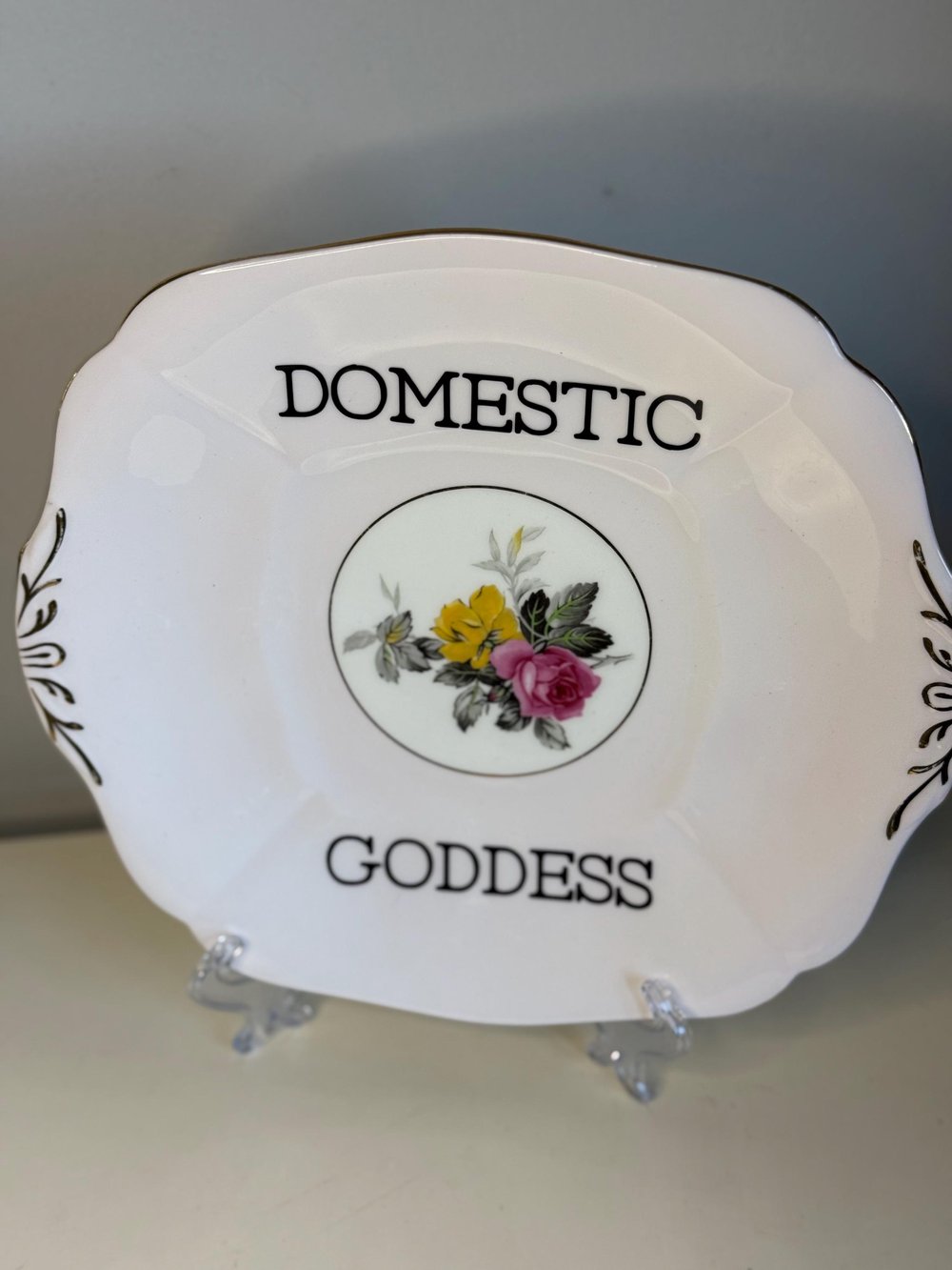 Image of Domestic goddess- Funny Vintage decorative Plates with Swear Words Unique Plates, Sassy Kitchen D...