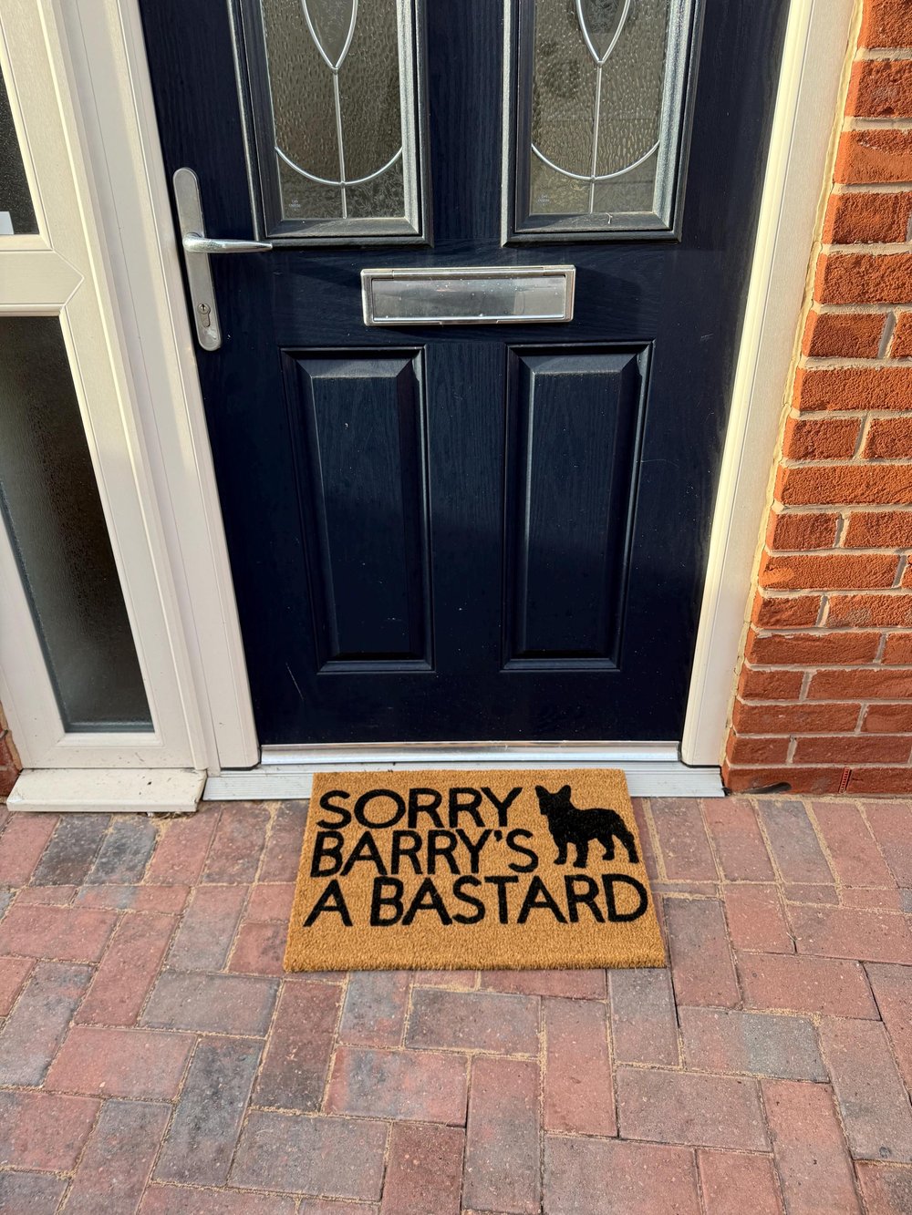 Image of Dog name is a bastard  personalised dog breed coir door mat. Naughty dog / New home / House decor...