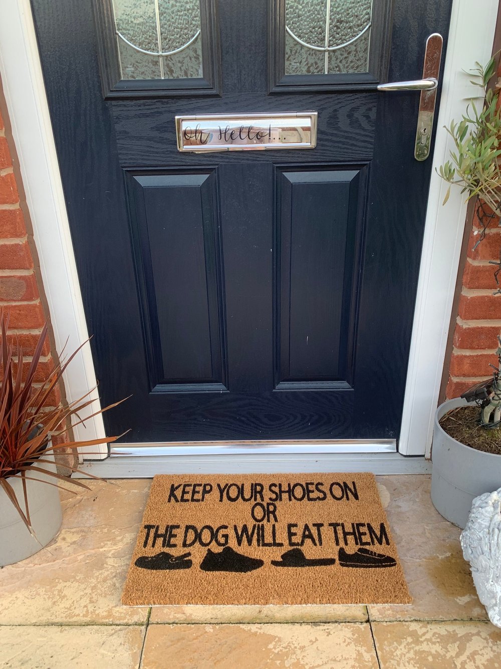 Image of Keep your shoes on or the dog will eat them door mat. Home decor. Decoration. Funny