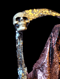 Image 3 of Rose Gold and Silver Glittered Santa Muerte Statue 