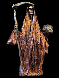 Image 1 of Rose Gold and Silver Glittered Santa Muerte Statue 