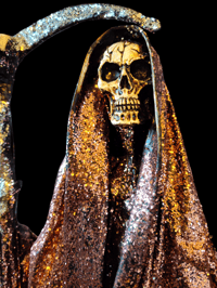 Image 2 of Rose Gold and Silver Glittered Santa Muerte Statue 