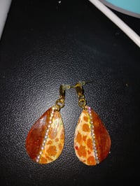 Image 1 of Cheetah print with rhinestones earrings