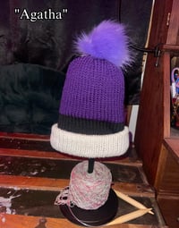 Image 3 of Knitted Beanie With Puff Ball