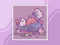 Witchy Ghosts Inktober 5x5 Art Print