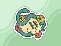 Image 1 of Cute Skull and Snake 3 Inch Sticker