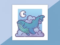 Moon Whale 5x5 Art Print