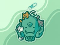 Image 1 of Alphonse with Kittens Double-Sided Keychain