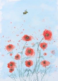 Image 1 of Poppies with Bee