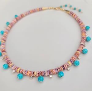 Rainbow Shells & Turquoise Necklace