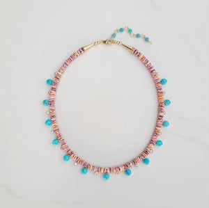 Rainbow Shells & Turquoise Necklace
