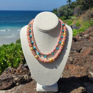 Rainbow Shells & Turquoise Necklace