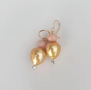 Gold Pearls & Opal Earrings