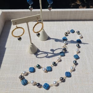 Lapis Clover & Pearl Necklace