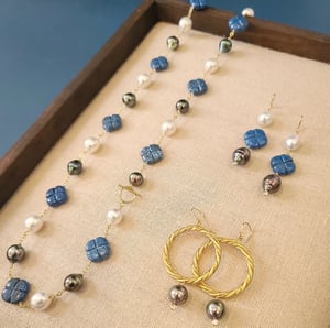 Lapis Clover & Pearl Necklace