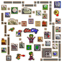 Image 1 of SimCity SNES Sticker Set (75 Pieces)