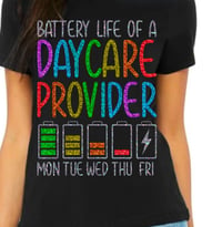 Custom Daycare Battery Life SPARKLE  (BLACK) Shirt 