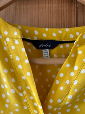 Joules yellow dots tea dress - size 8 with pockets !