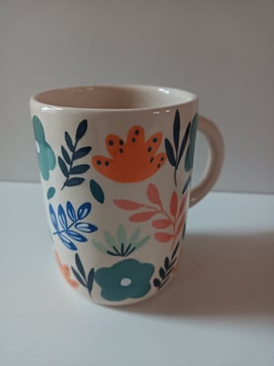 Image of Grande tasse anse feuillage bleu 