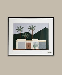 Image 1 of Palm Springs Bungalow Collage Artwork in Frame 40x50