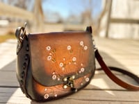 Image 3 of Large Daisy Chain Leather Hippie Purse