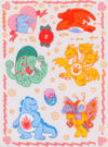 Godzilla Carebear Cousins Sticker Sheets