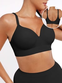 Image 1 of Full Coverage Push up Wireless Convertible Seamless Support Bra - Black