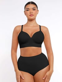 Image 3 of Full Coverage Push up Wireless Convertible Seamless Support Bra - Black